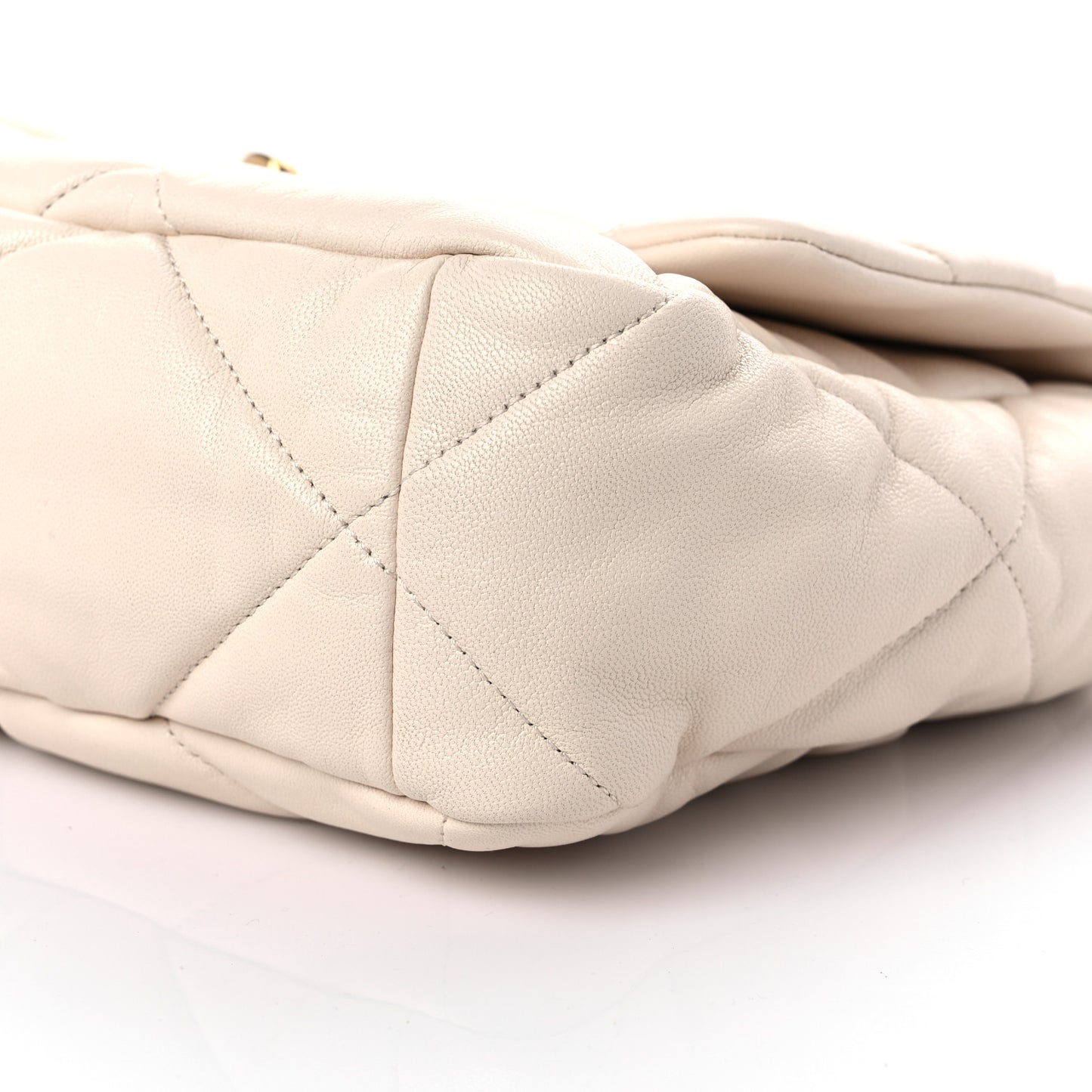 Goatskin Quilted Large Chanel 19 Flap Light Beige