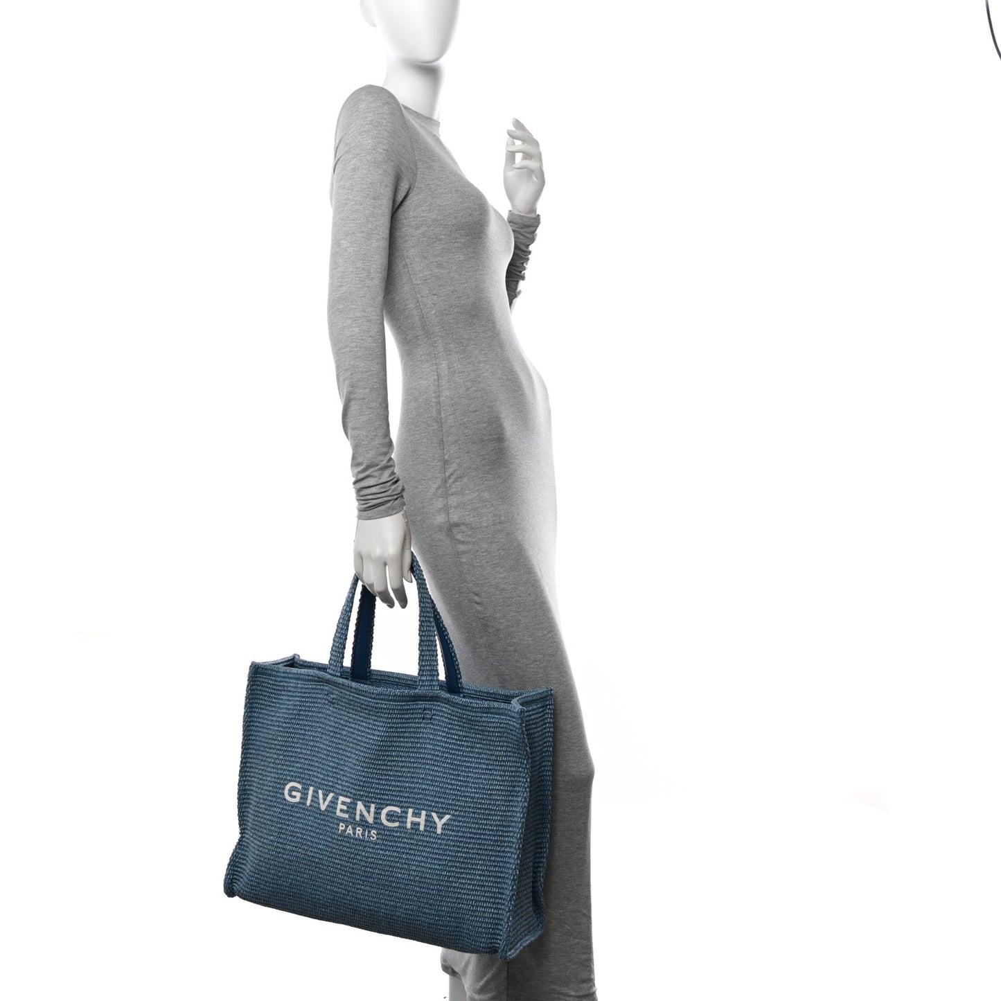 Raffia Large G Shopping Tote Blue