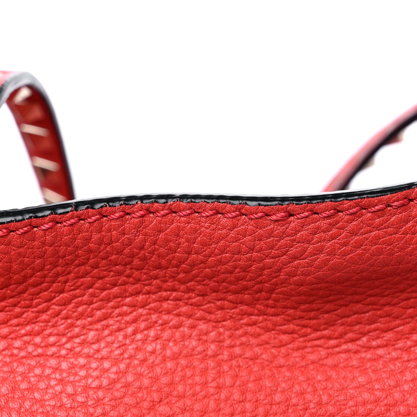 Pebbled Calfskin Medium Rockstud Tote Deep Coral
