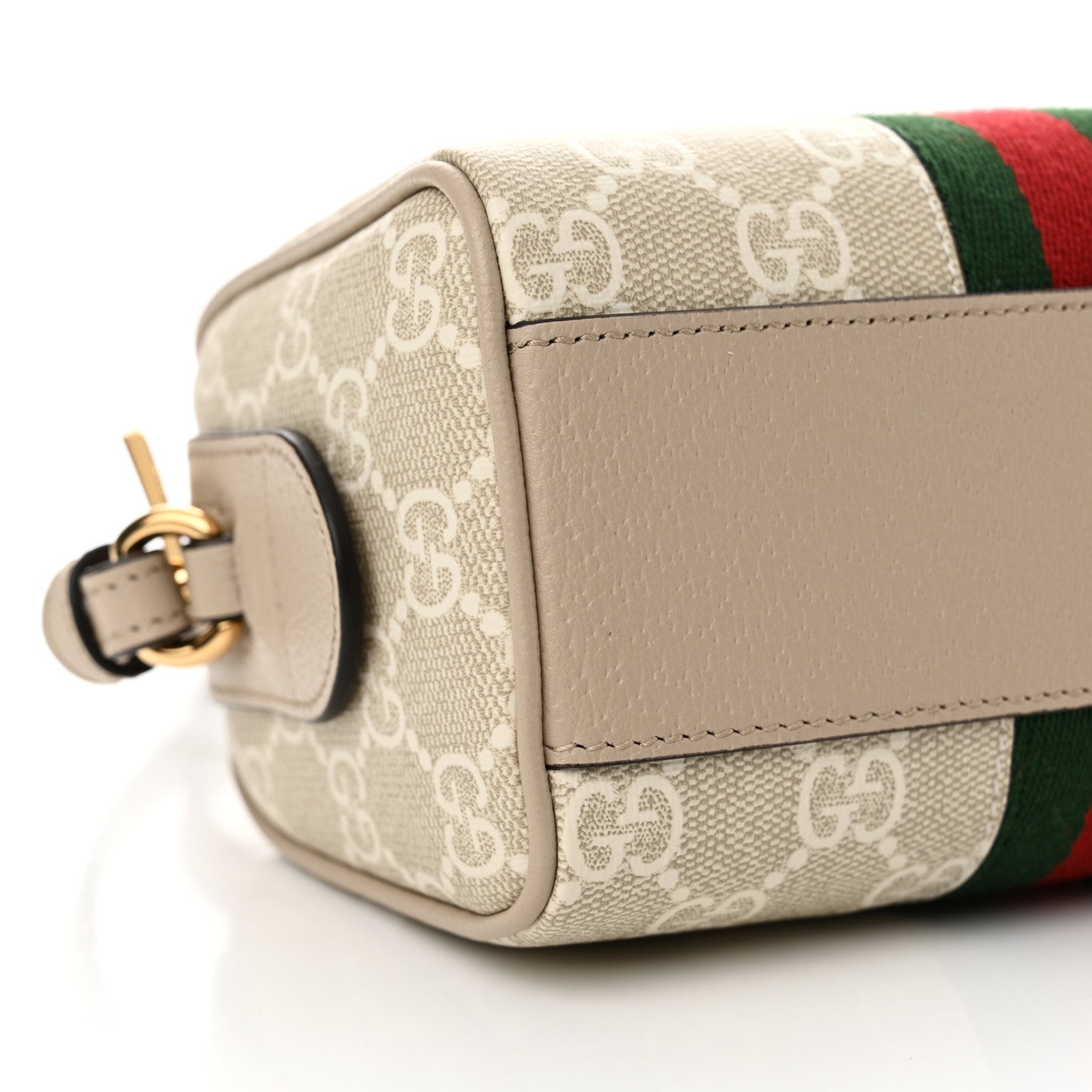 Gucci GG Supreme Monogram Textured Dollar Calfskin Web Super Mini Ophidia Top Handle Bowler Bag Beige Mystic White Oatmeal 9 of 13