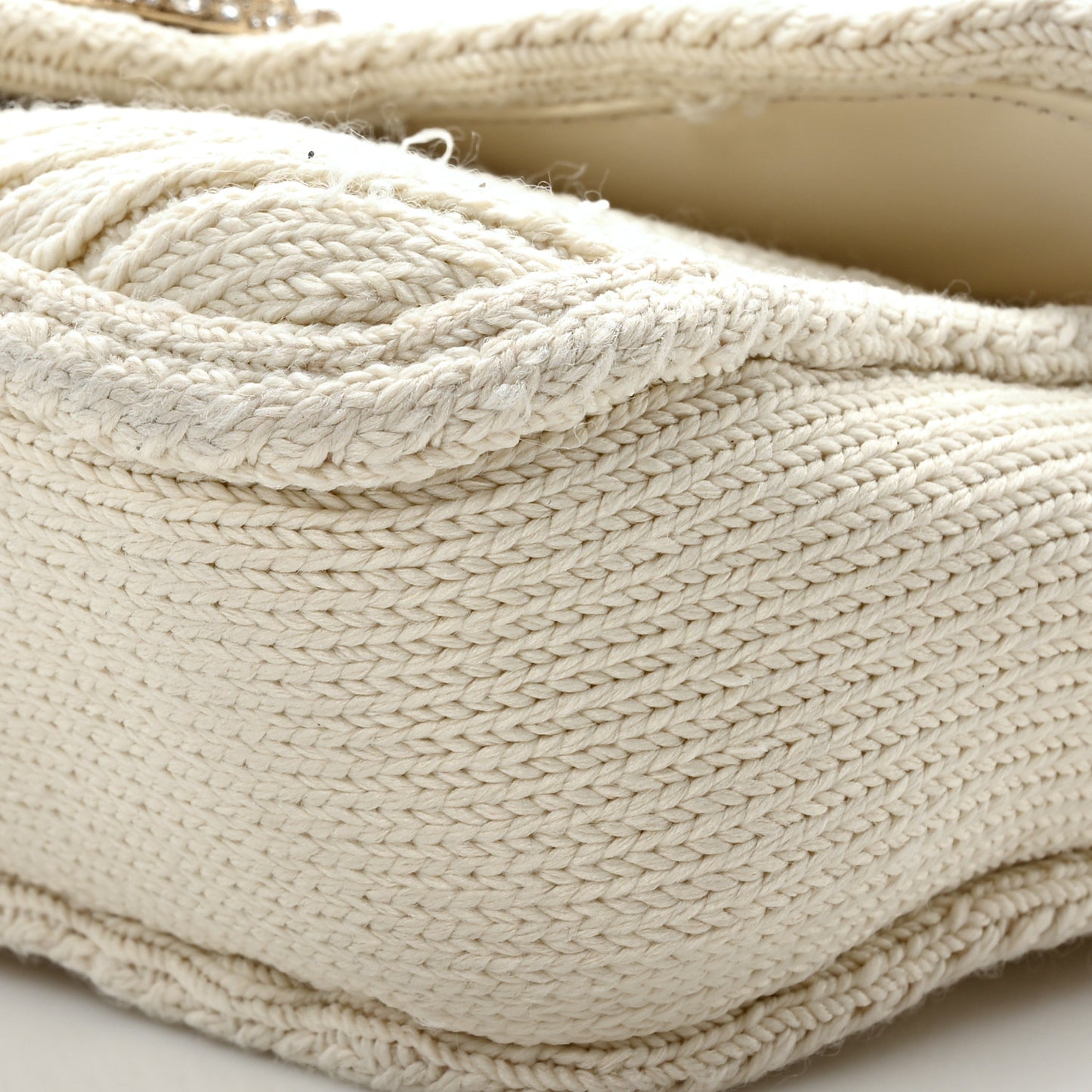 Knitted Wool Crystal Small GG Marmont Shoulder Bag Ivory