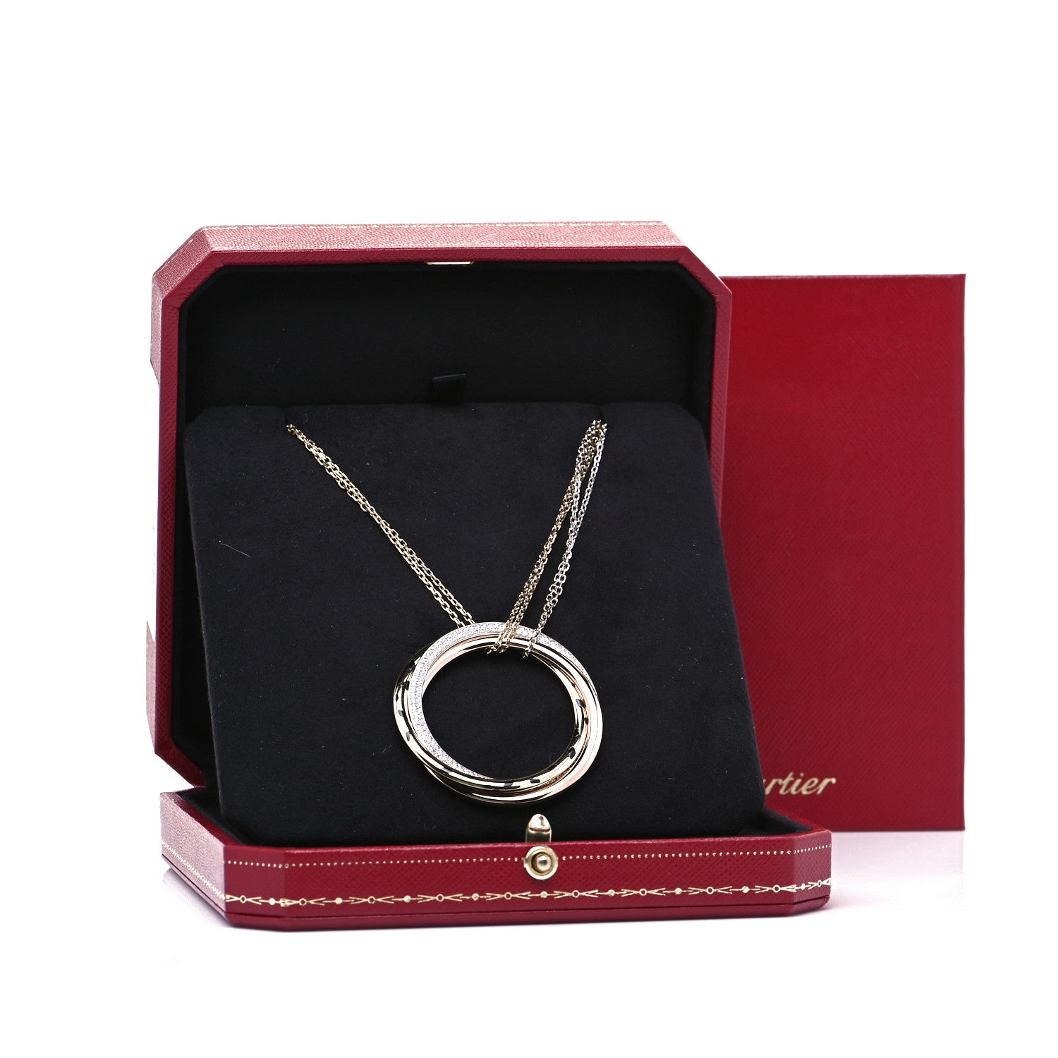 Cartier 18K Pink Yellow White Gold Diamond Trinity Panthère De Cartier Pendant Necklace 8 of 8