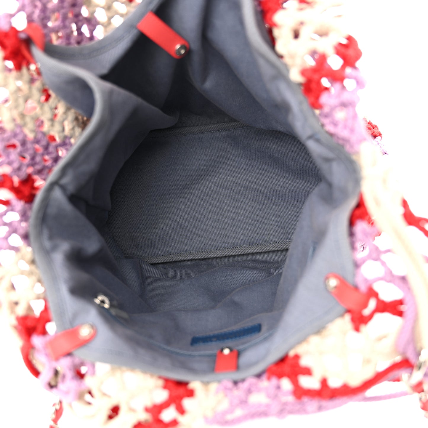 Lambskin Mixed Fibers Large Shopping Bag Red Purple White