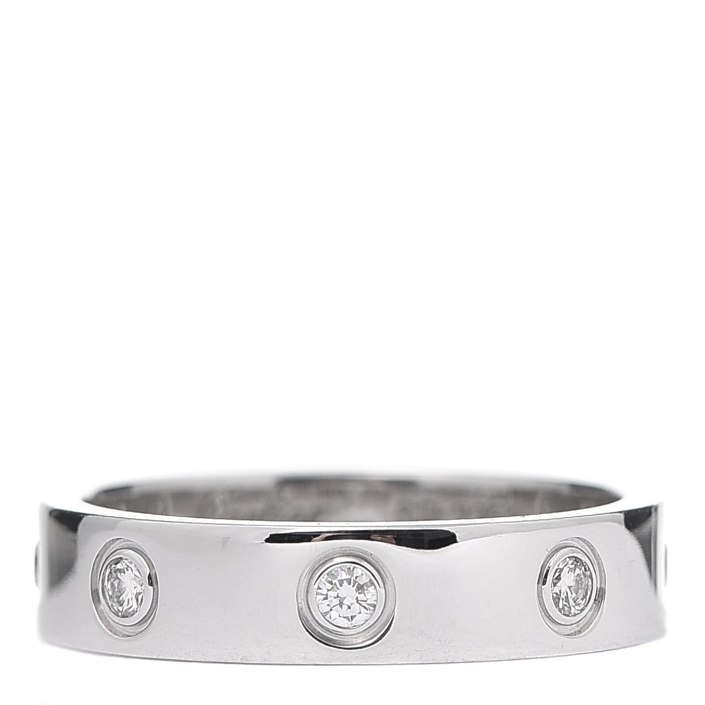 18K White Gold 8 Diamond 4mm Wedding Band LOVE Ring 49 4.75