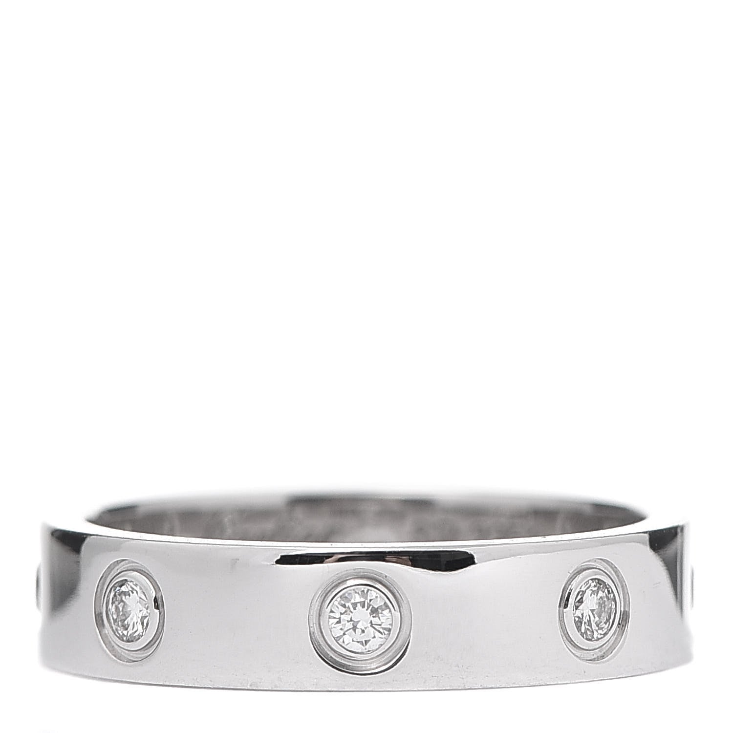Cartier 18K White Gold 8 Diamond 4mm Wedding Band LOVE Ring 49 4.75 1 of 5