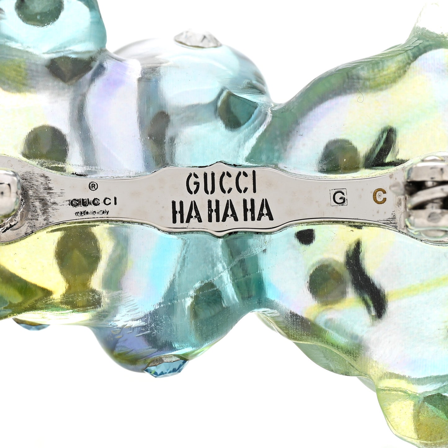 Crystal Resin Ha Ha Ha Bear Brooch Blue