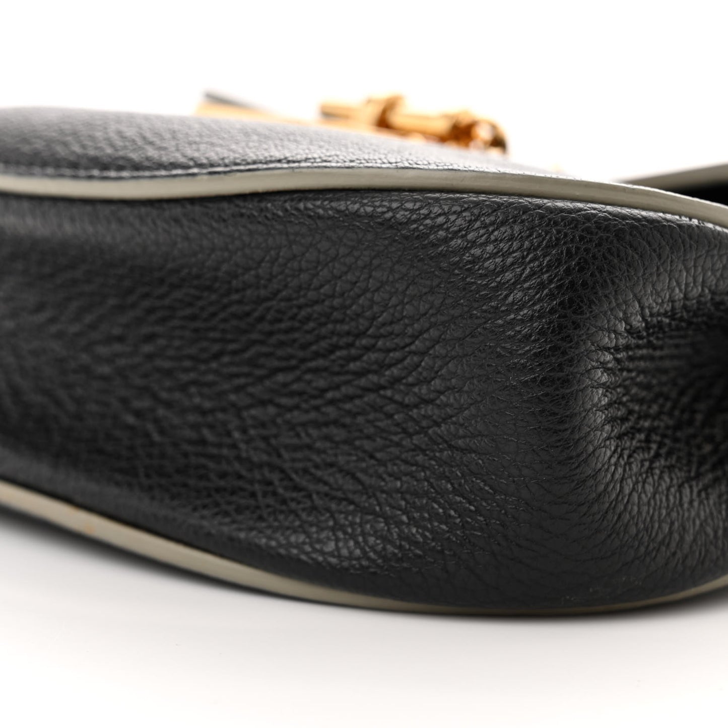Grained Calfskin Lambskin Mini Drew Shoulder Bag Black