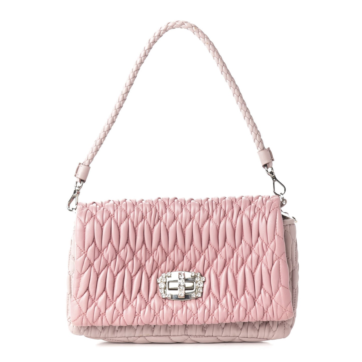 Nappa Matelasse Crystal Shoulder Bag Rosa