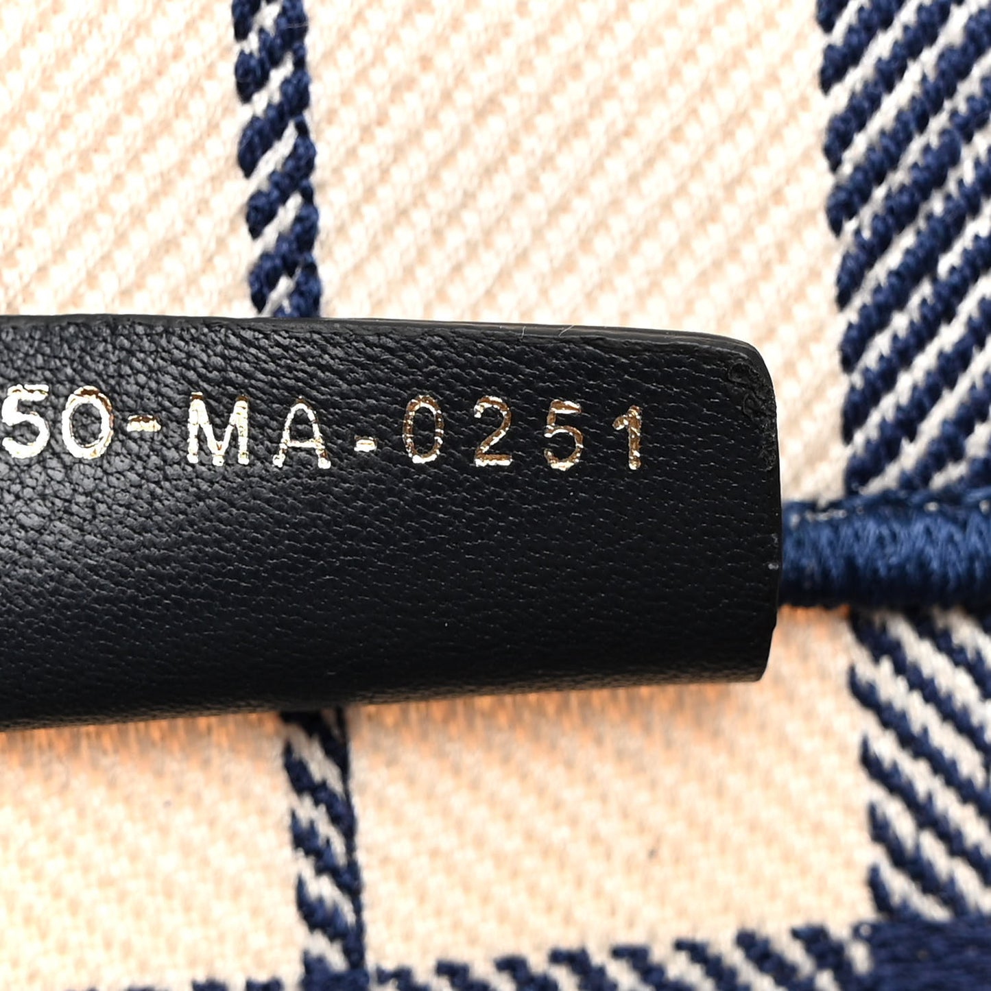 Canvas Embroidered Large Plaid Book Tote Navy