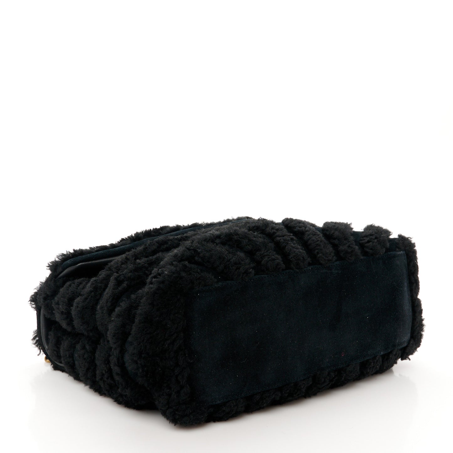 Shearling Y Quilted Monogram Medium Loulou Chain Satchel Black