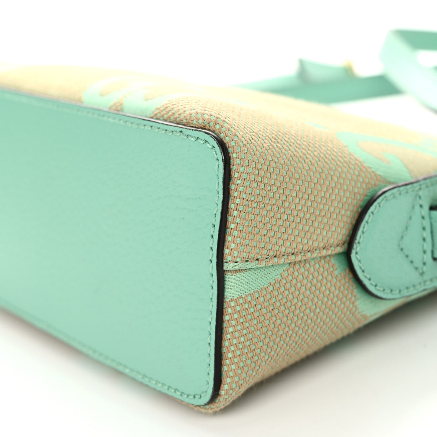 Monogram Jumbo GG Textured Dollar Calfskin Small Ophidia Dome Shoulder Bag Beige Pepperlight Mint