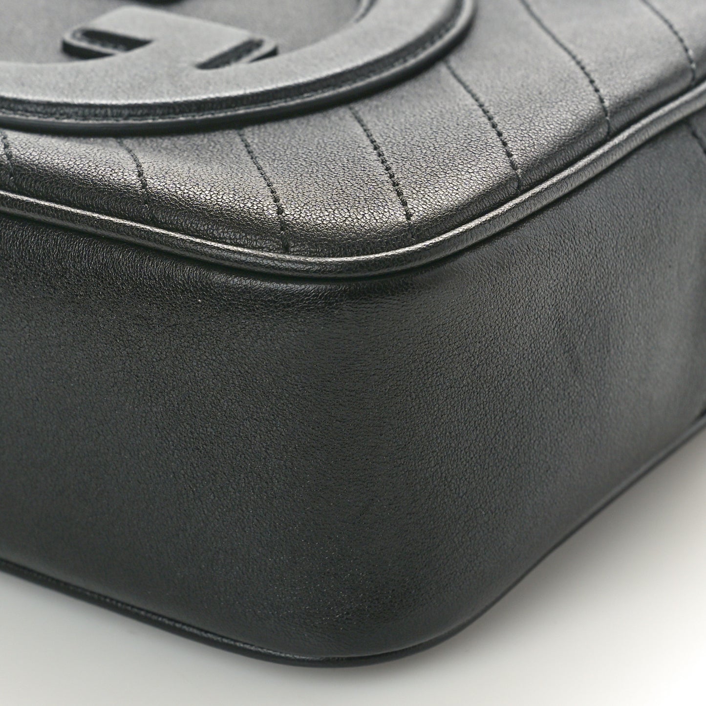 Sakai Be Green Calfskin Diagonal Stitched Small Blondie Shoulder Bag Black