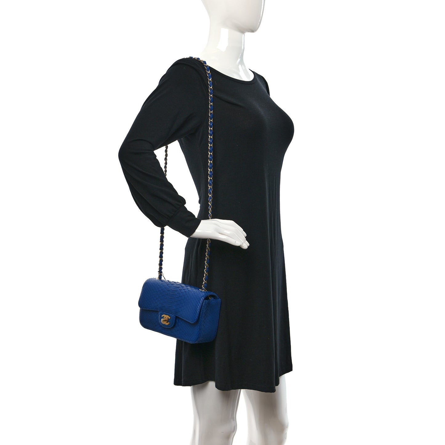 Snakeskin Mini Rectangular Flap Blue