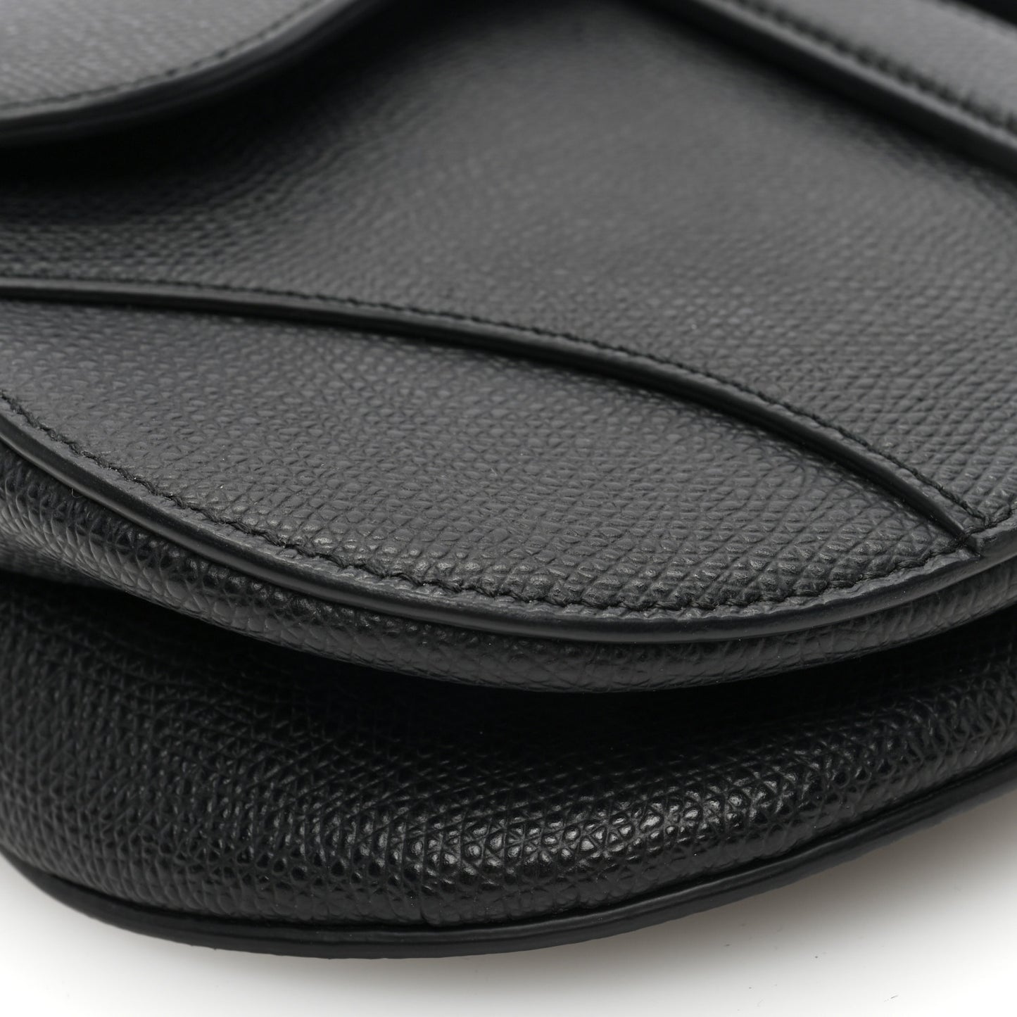 Grained Calfskin Mini Saddle Bag Black