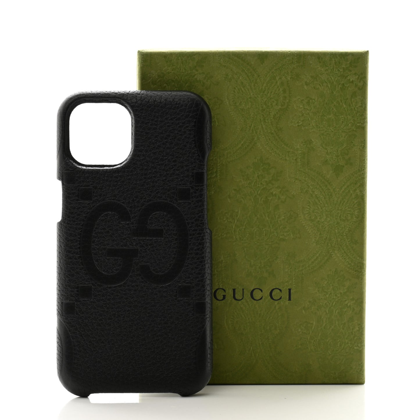 Piuma Calfskin Jumbo GG Embossed iPhone 15 Phone Case Black