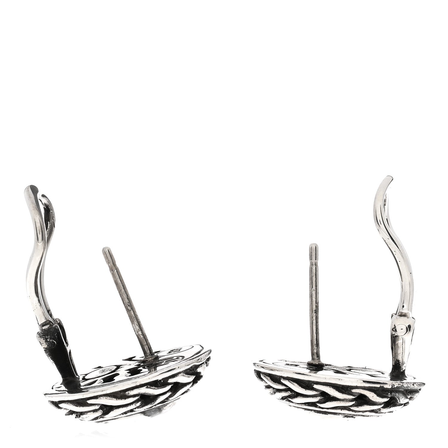 John Hardy Sterling Silver Classic Chain Round Hammered Stud Earrings 3 of 4