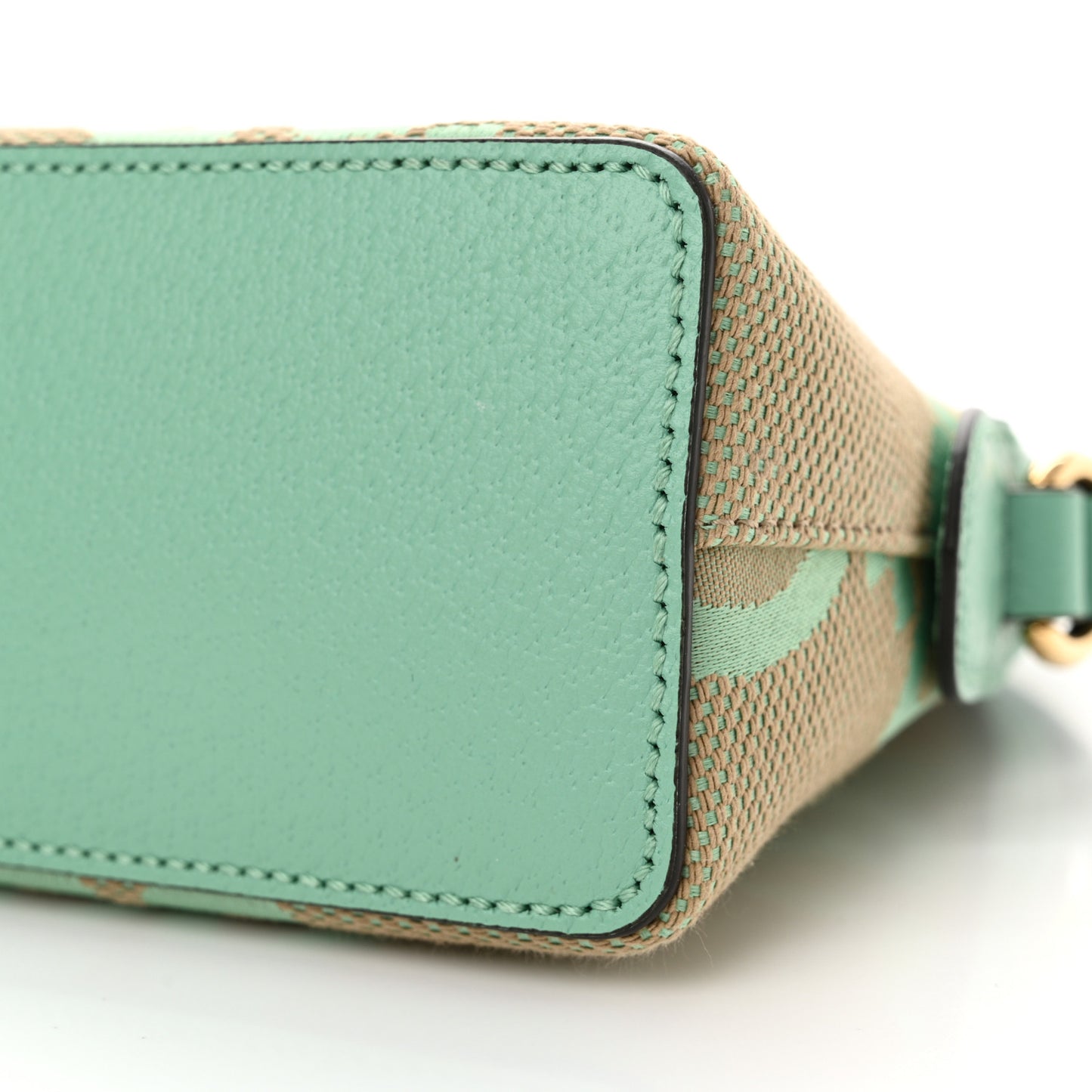 Monogram Jumbo GG Textured Dollar Calfskin Small Ophidia Dome Shoulder Bag Beige Pepperlight Mint