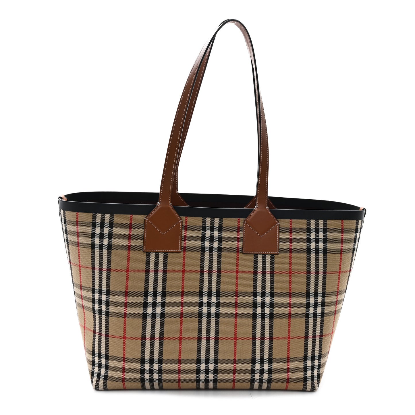 Cotton Vintage Check Medium London Tote Bag Briar Brown Black