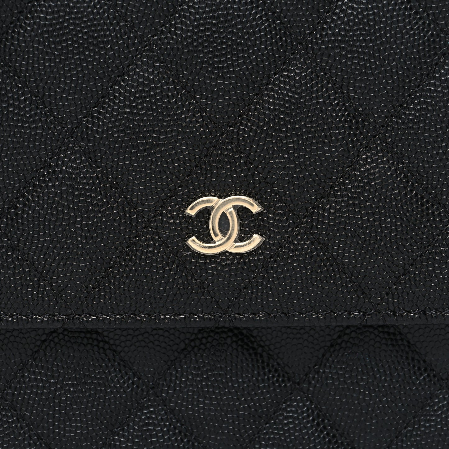 Caviar Quilted Square Wallet On Chain WOC Black