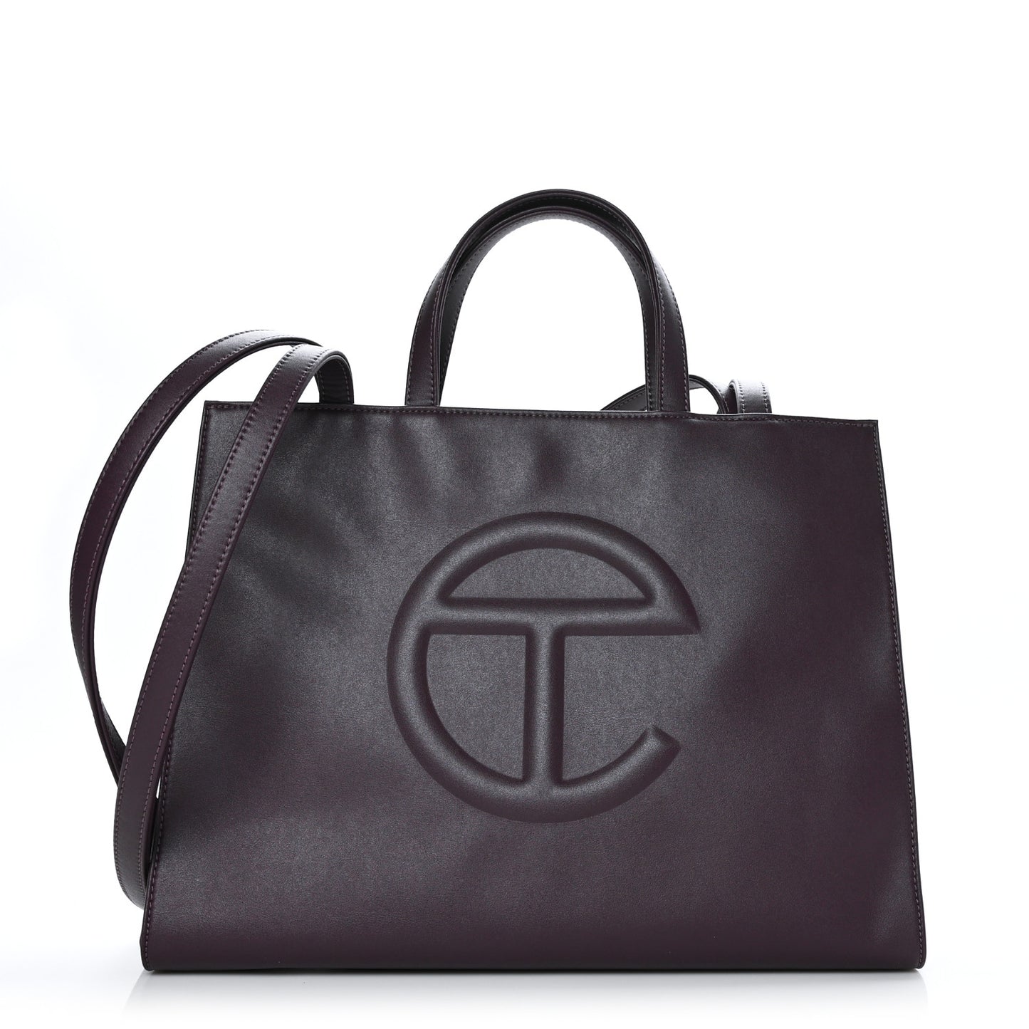 Vegan Leather Medium Shopping Bag Eggplant