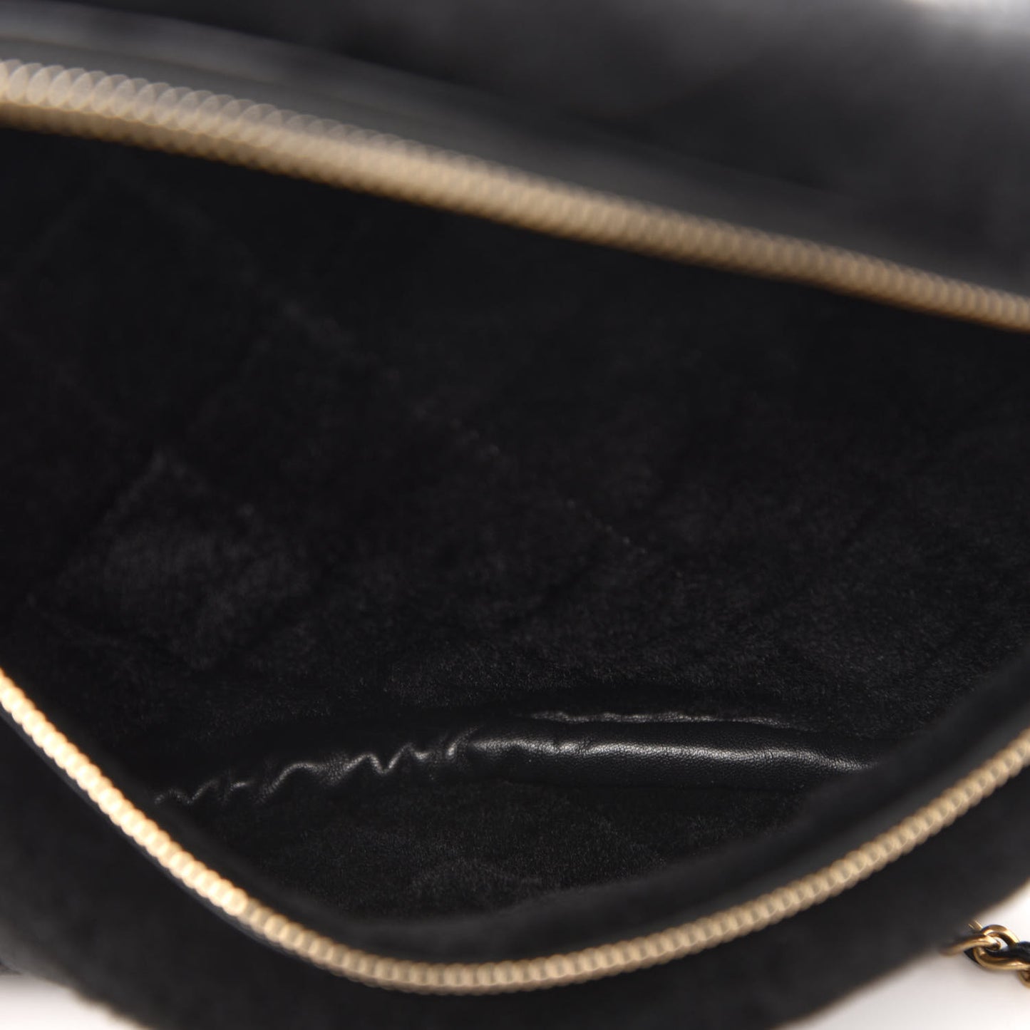 Calfskin Fur Quilted Waist Bag Fanny Pack Black
