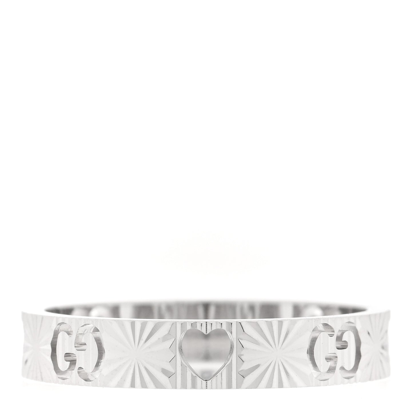 18K White Gold Icon Heart Band Ring 61 9.5