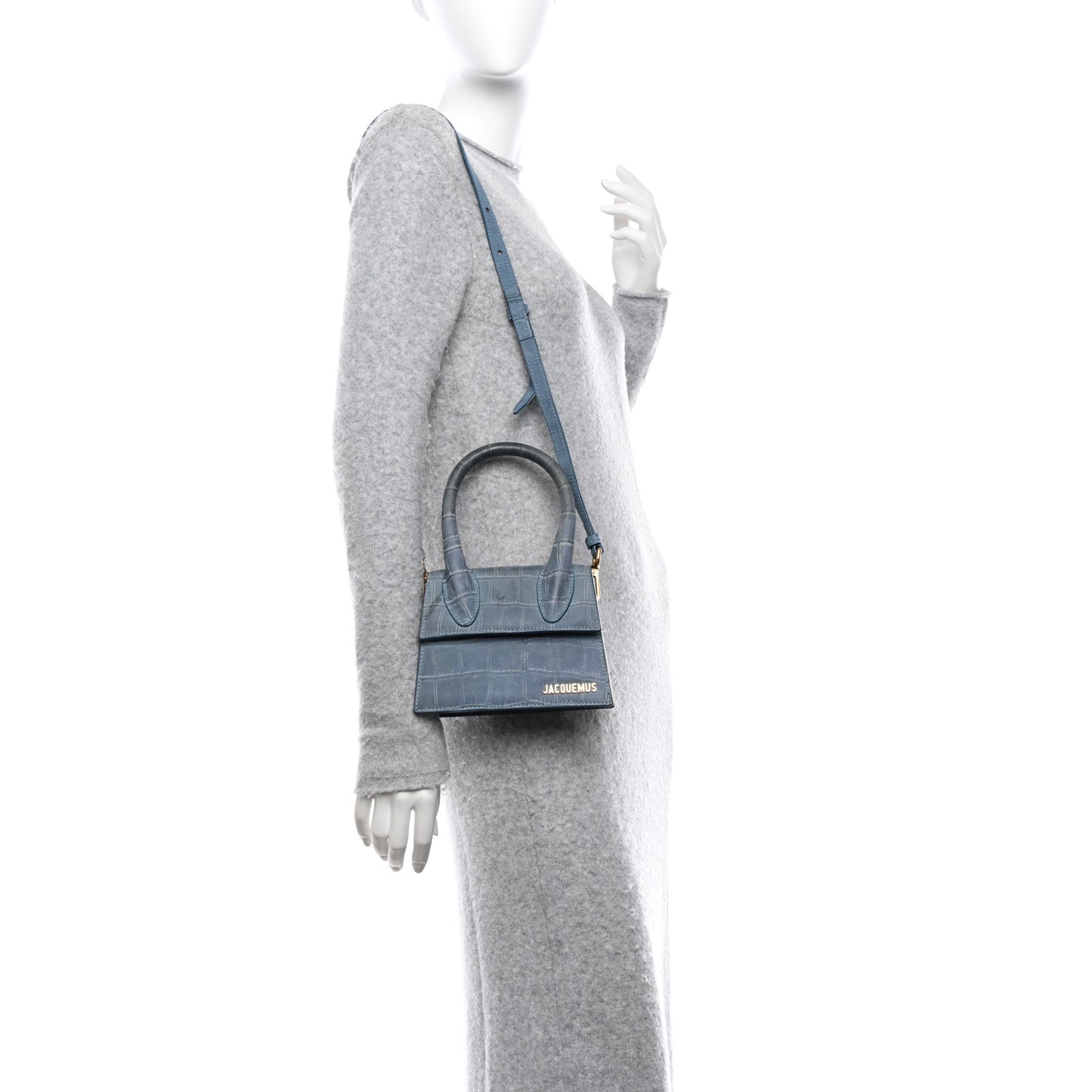 Suede Crocodile Embossed Le Chiquito Moyen Blue