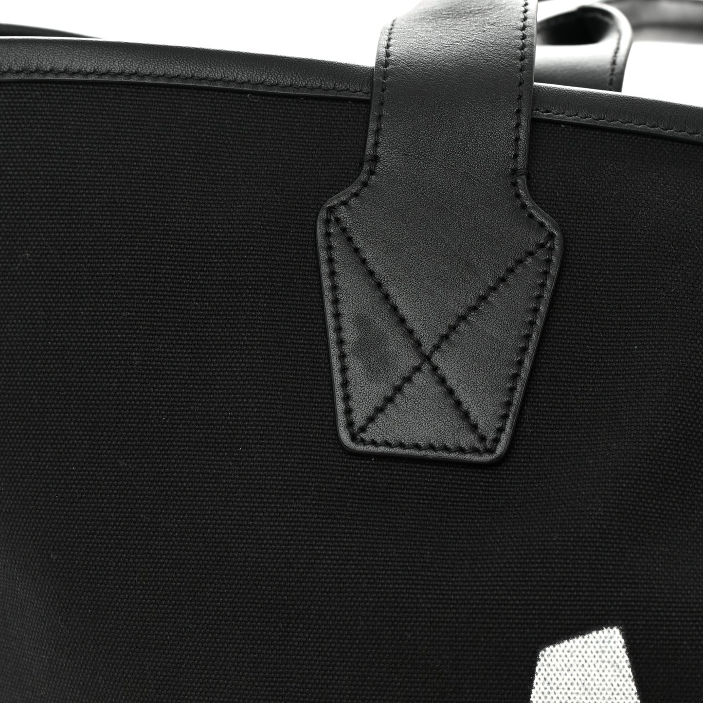 Cotton Canvas Calfskin Cities Paris Jumbo Large Tote Bag Black White