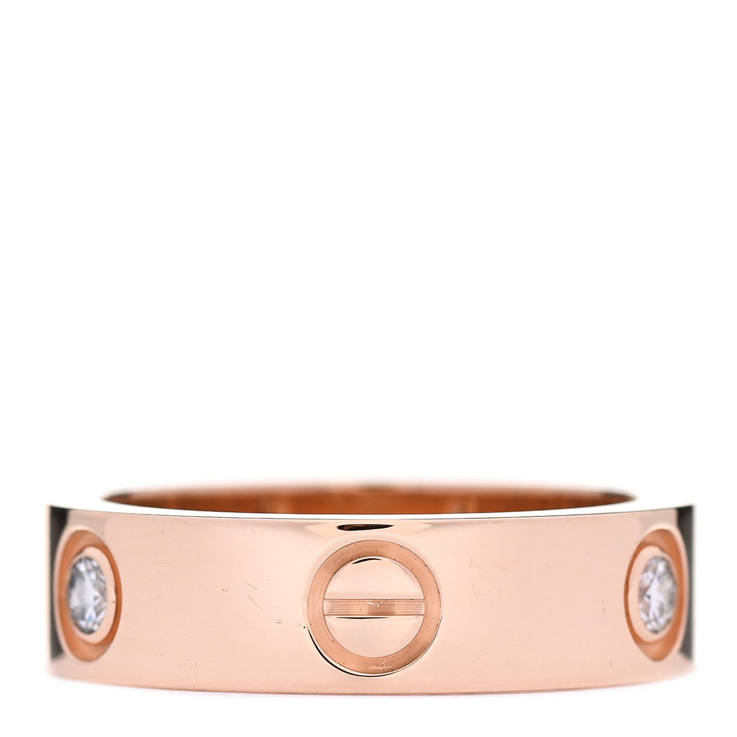 18K Pink Gold 3 Diamond 5.5mm LOVE Ring 54 6.75