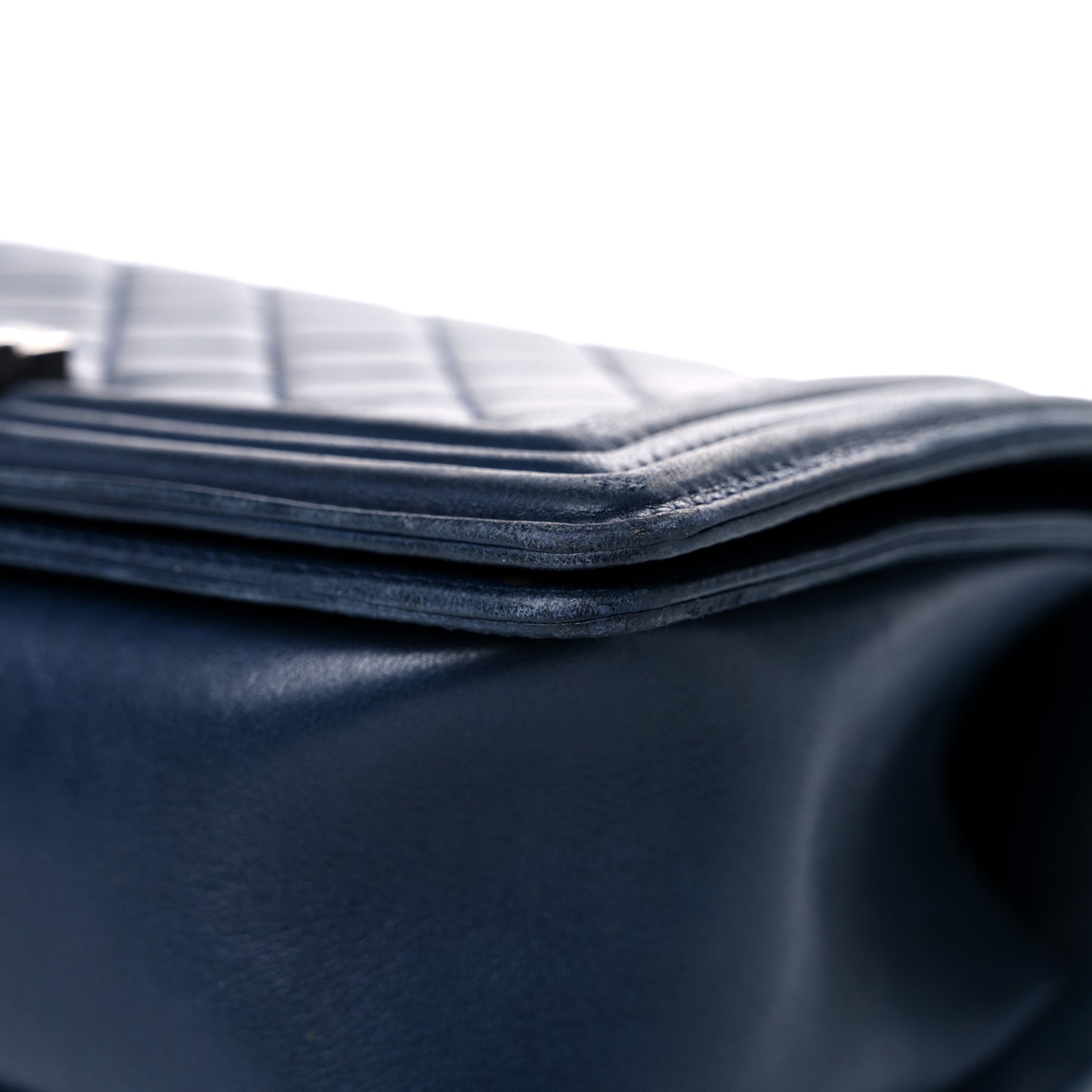 Lambskin Quilted Medium Boy Flap Dark Navy