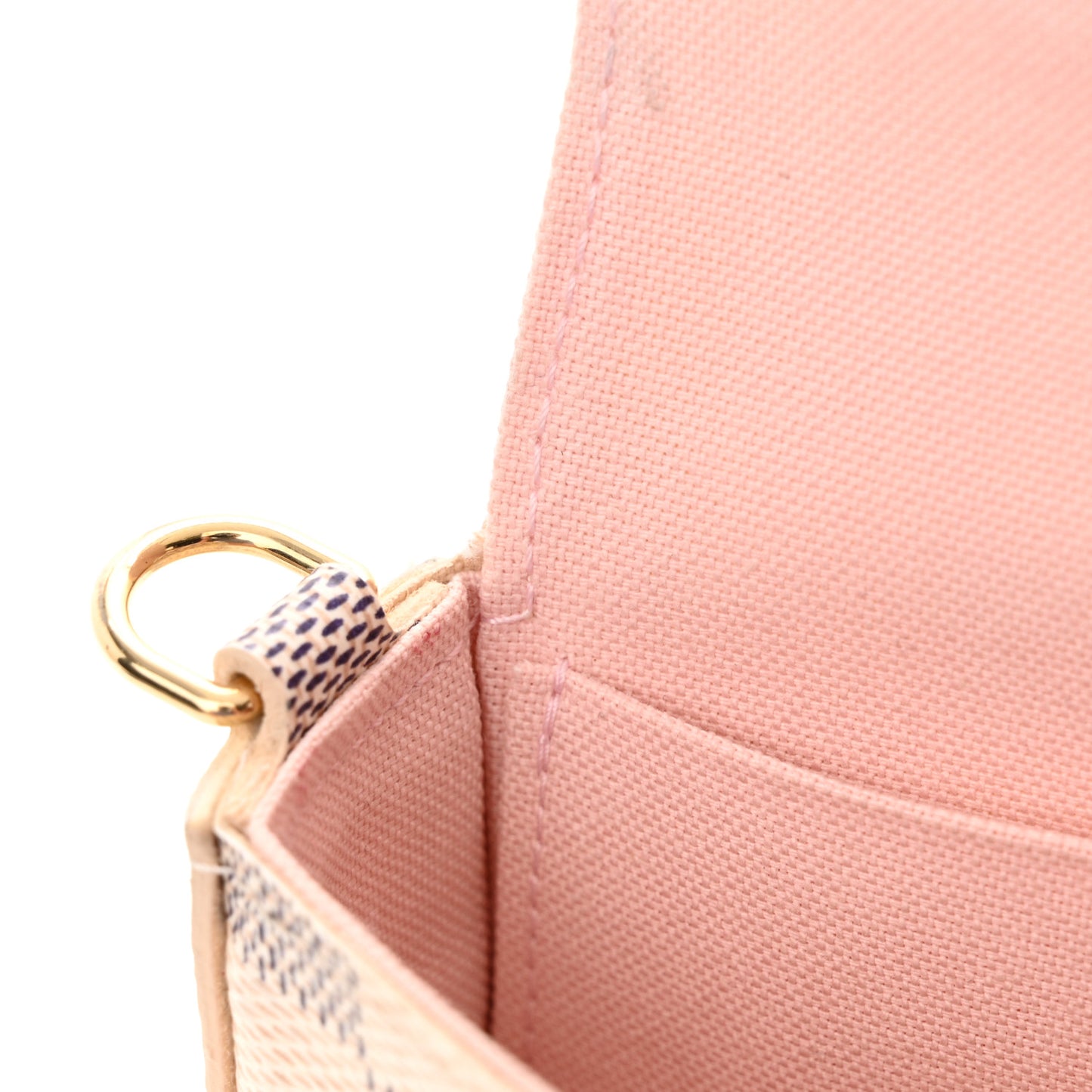 Damier Azur Pochette Felicie Chain Wallet Rose Ballerine