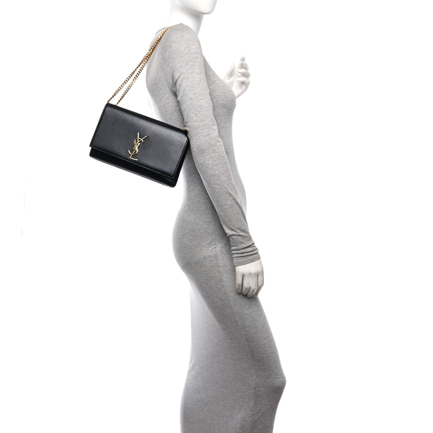 Saint Laurent Grain De Poudre Medium Classic Monogram Kate Satchel Black 2 of 11