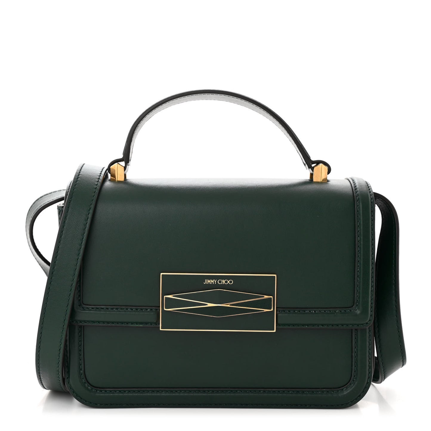 Calfskin Diamond Top Handle Crossbody Bag Green