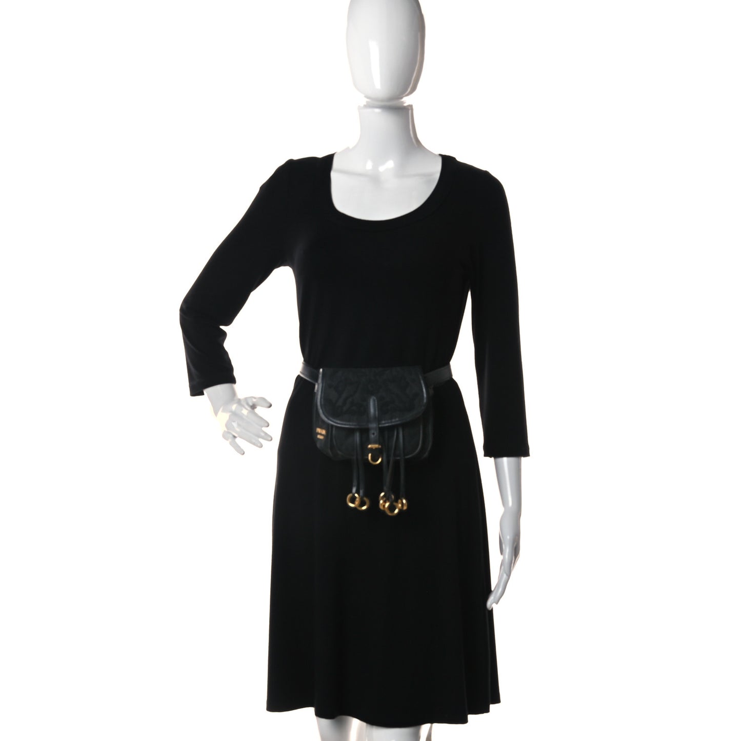 Nylon Embroided Corsaire Belt Bag Black