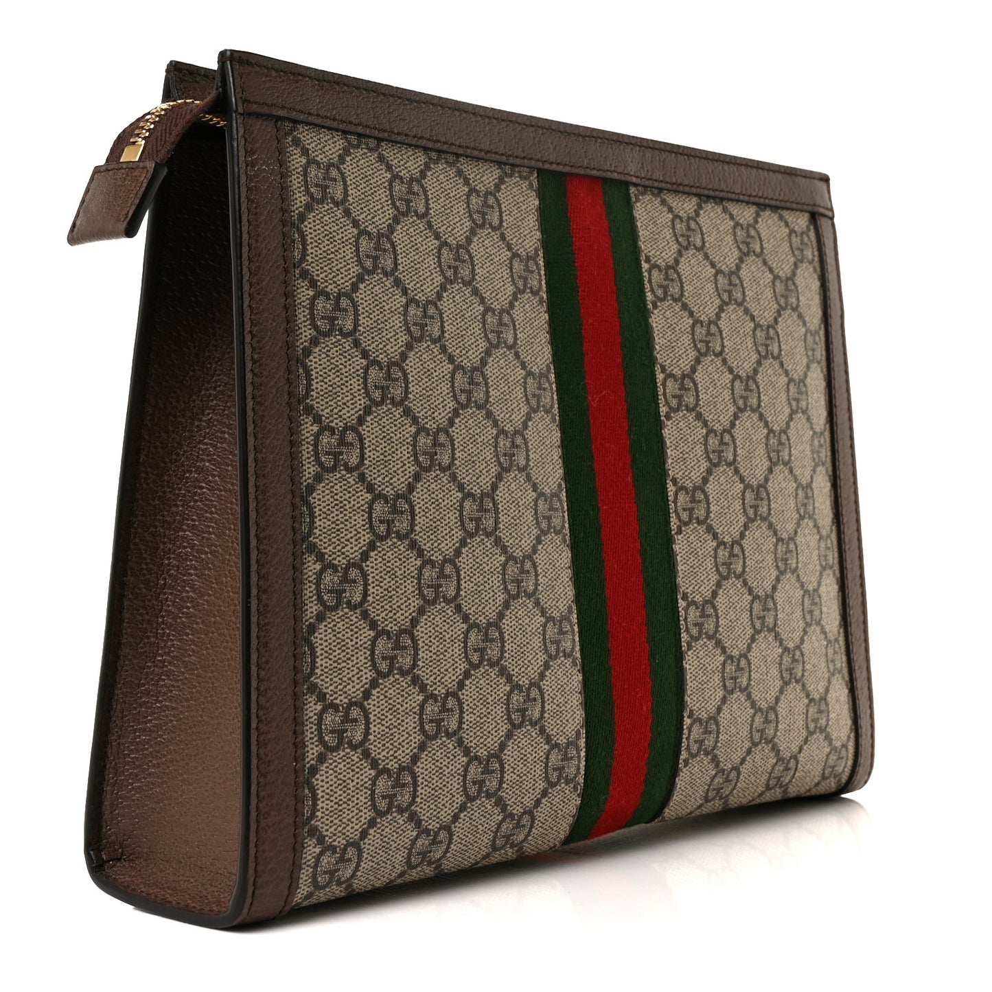 GG Supreme Monogram Web Ophidia Pouch Brown
