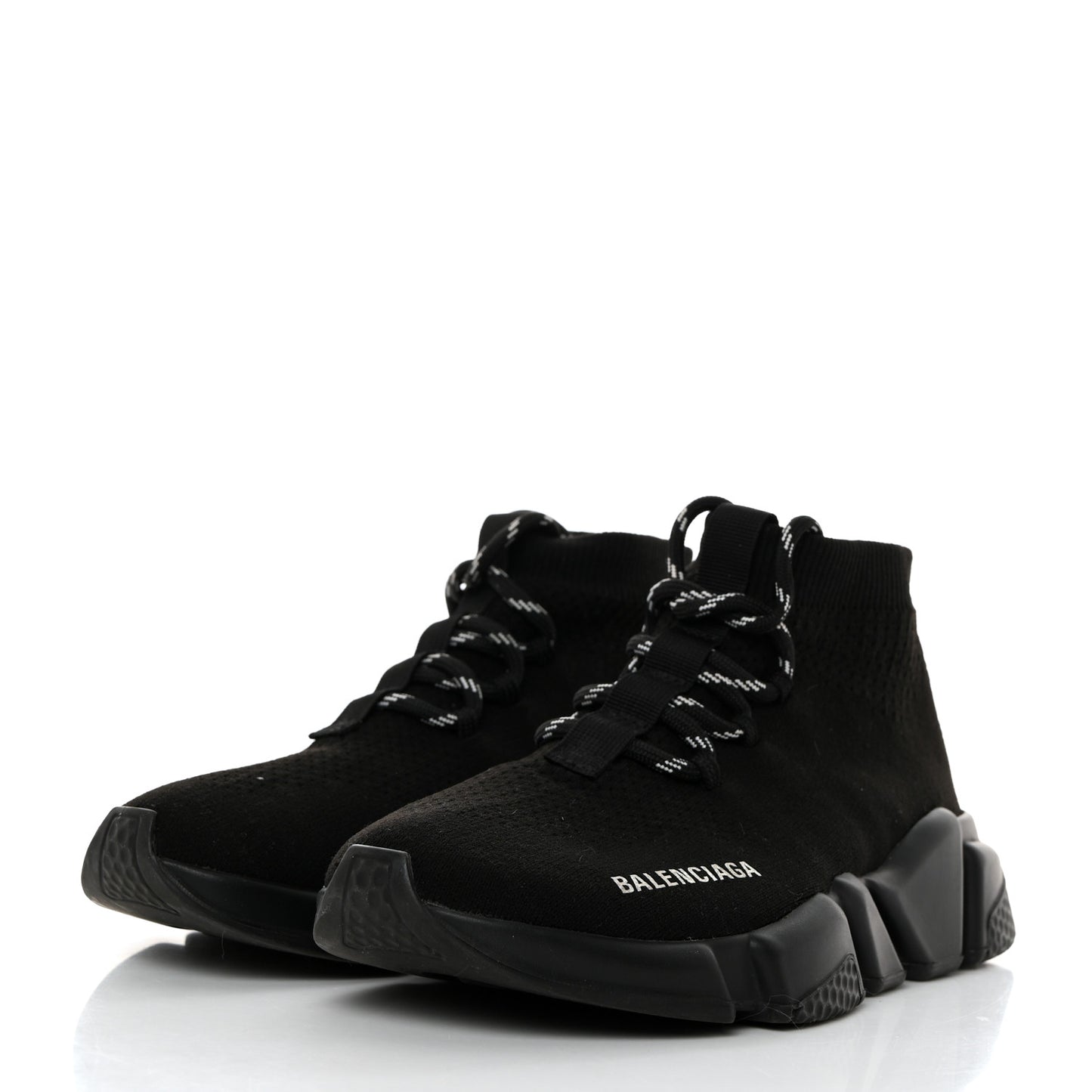 Recycled Knit Bi-Color Sole Womens Speed Lace Up Sneakers 36 Black White