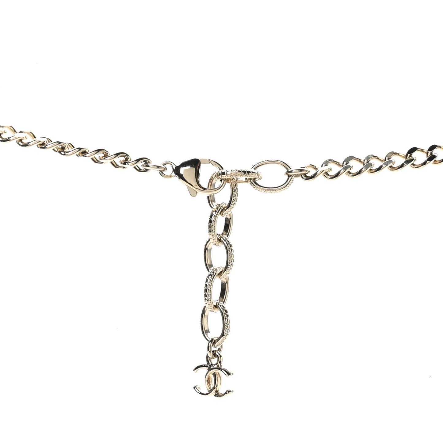Metal Resin Enamel Crystal CC Necklace Gold Black White