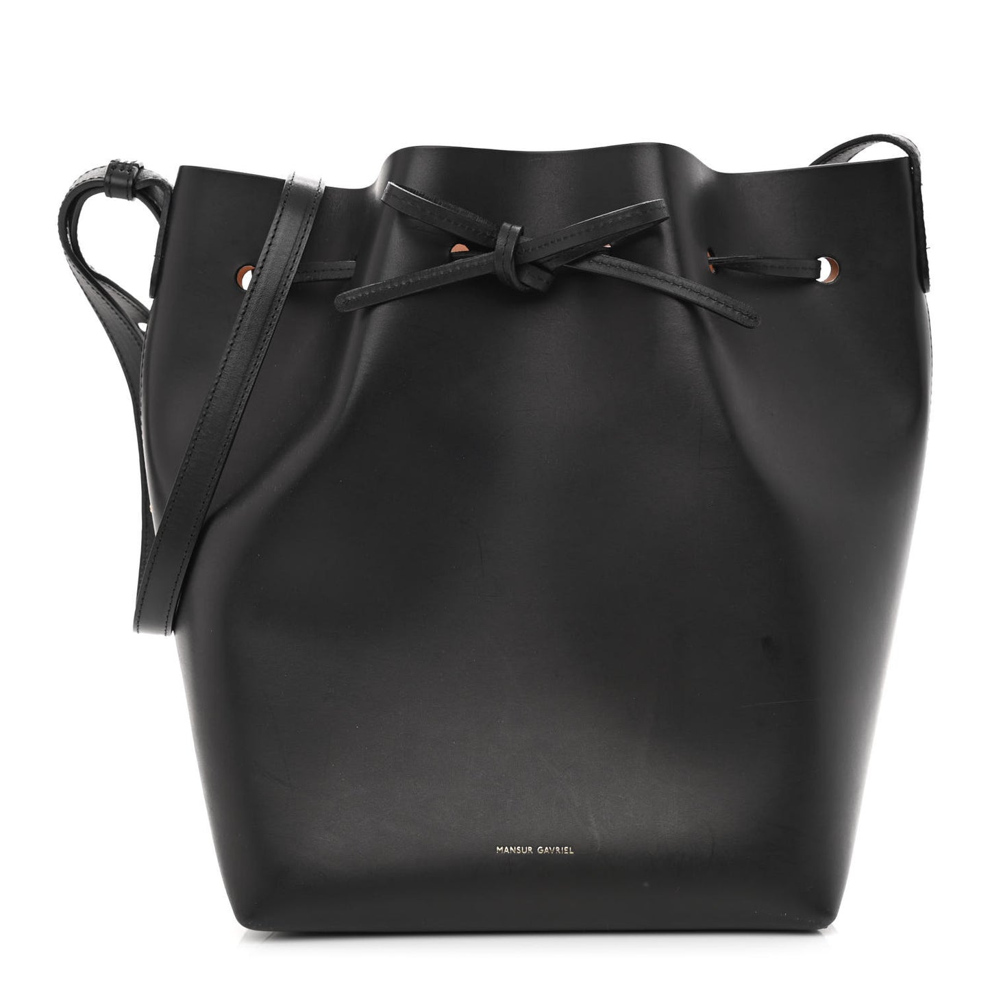 Vegetable Tanned Calfskin Bucket Bag Black Ballerina