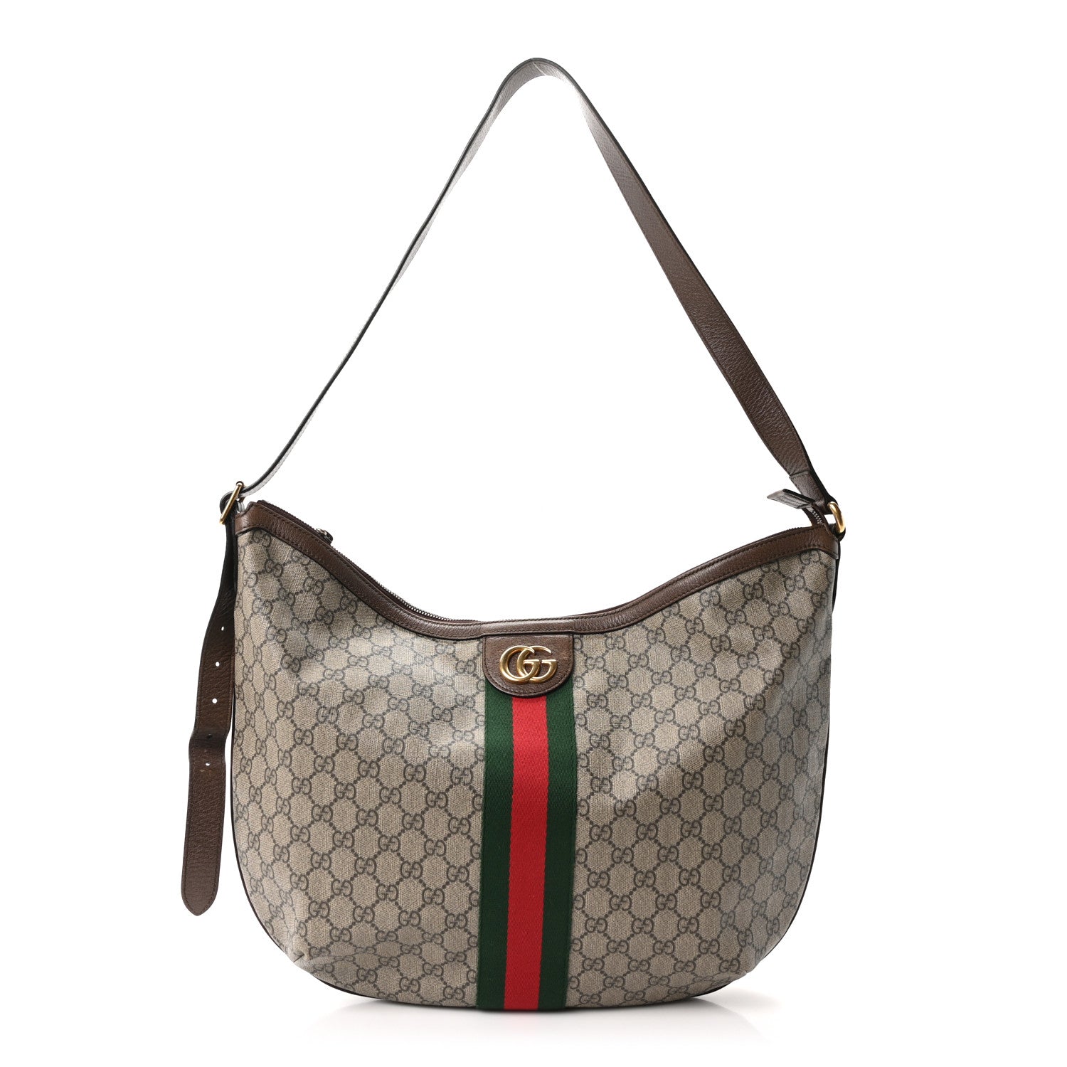 Gucci GG Supreme Monogram Web Ophidia Half Moon Hobo Brown 1887748