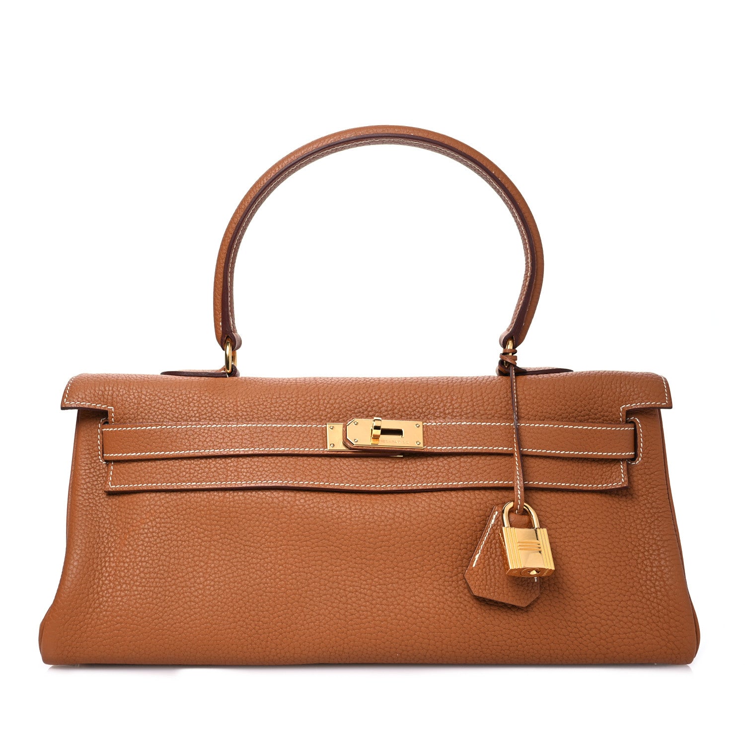 Hermes Taurillon Clemence Shoulder Kelly 42 Gold 1560833