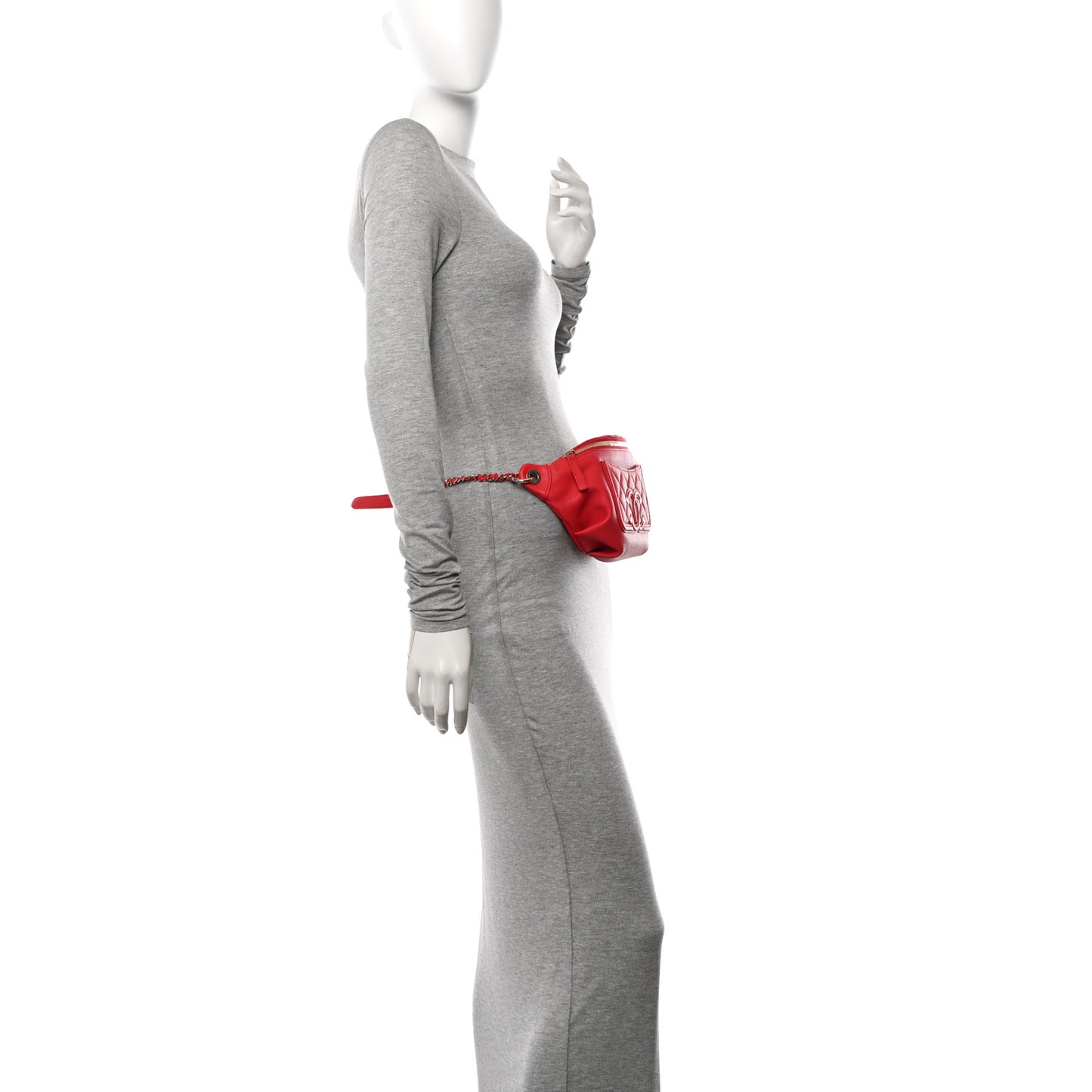 Caviar Quilted Filigree Waist Bag Red