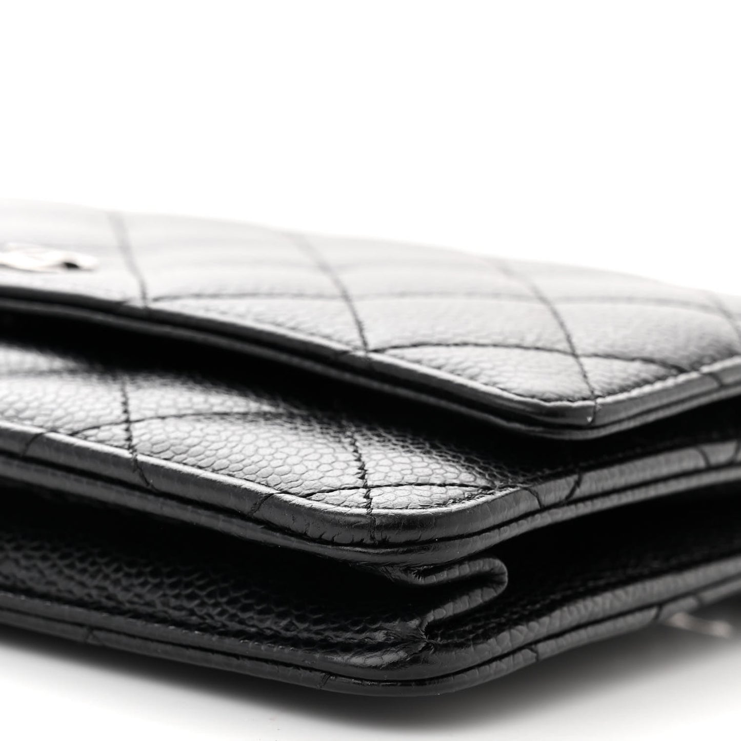 Caviar Quilted Wallet on Chain WOC Black
