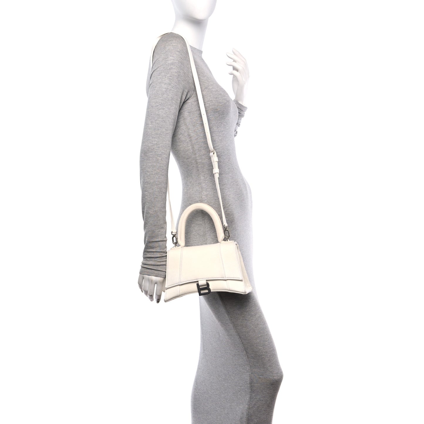 Cotton Canvas Small Hourglass Top Handle Bag White