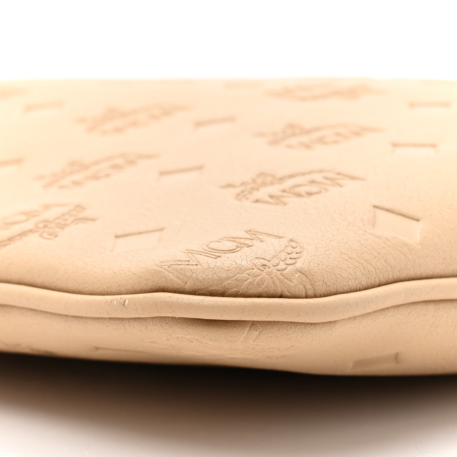 MCM Calfskin Ottomar Monogram Aren Crossbody Pouch Beige Croissant 10 of 11