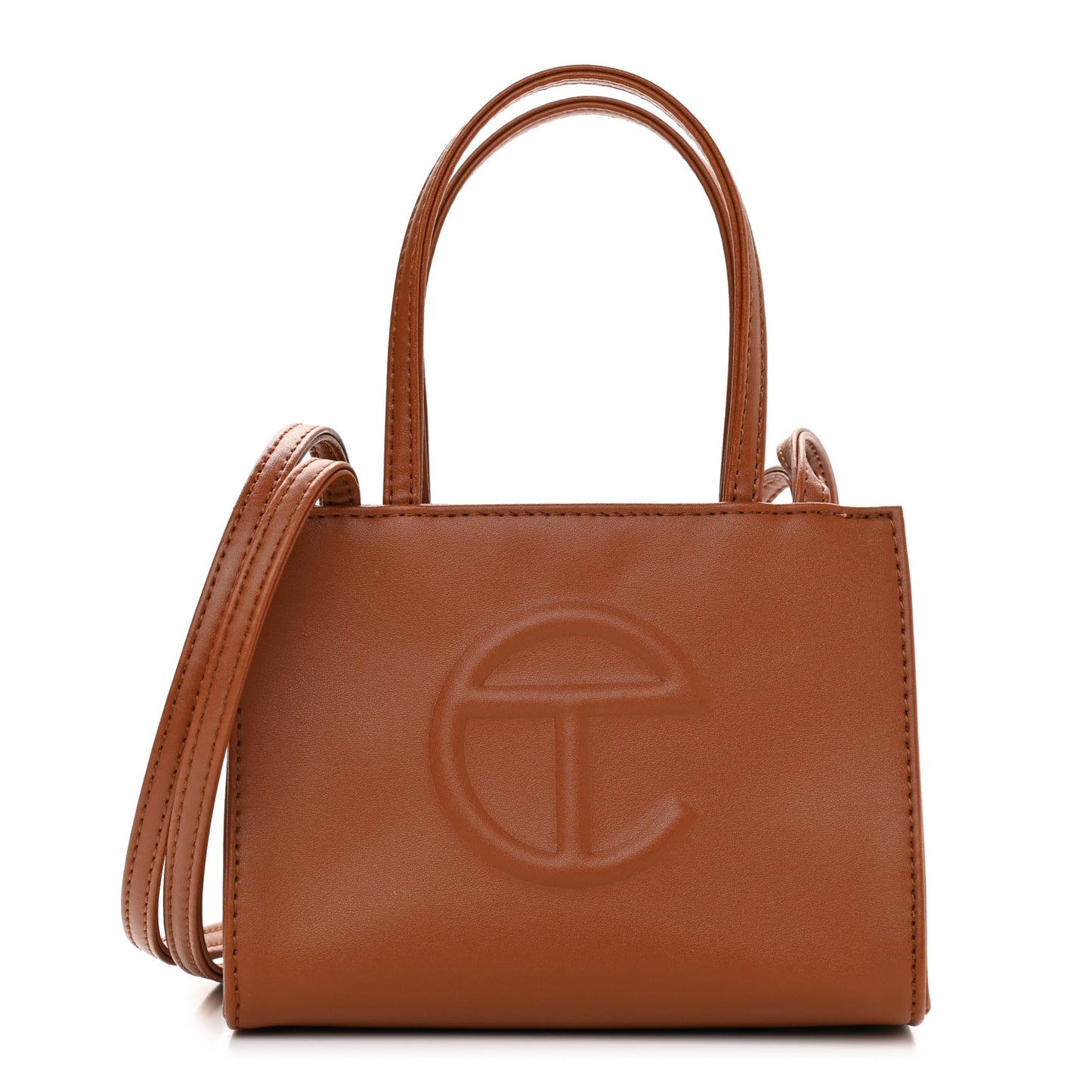 Vegan Leather Small Shopping Bag Tan