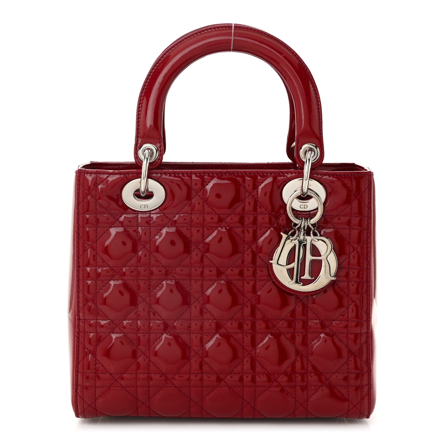 Patent Cannage Medium Lady Dior Red