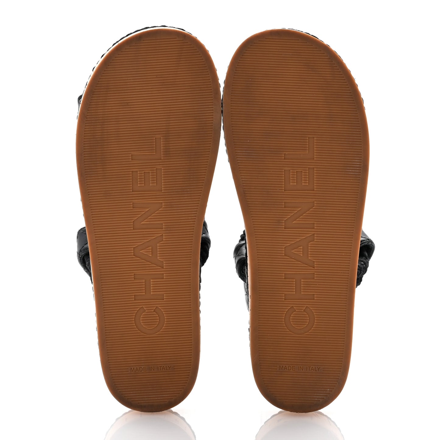 Cord Lambskin Quilted Logo Sandals 38 Black