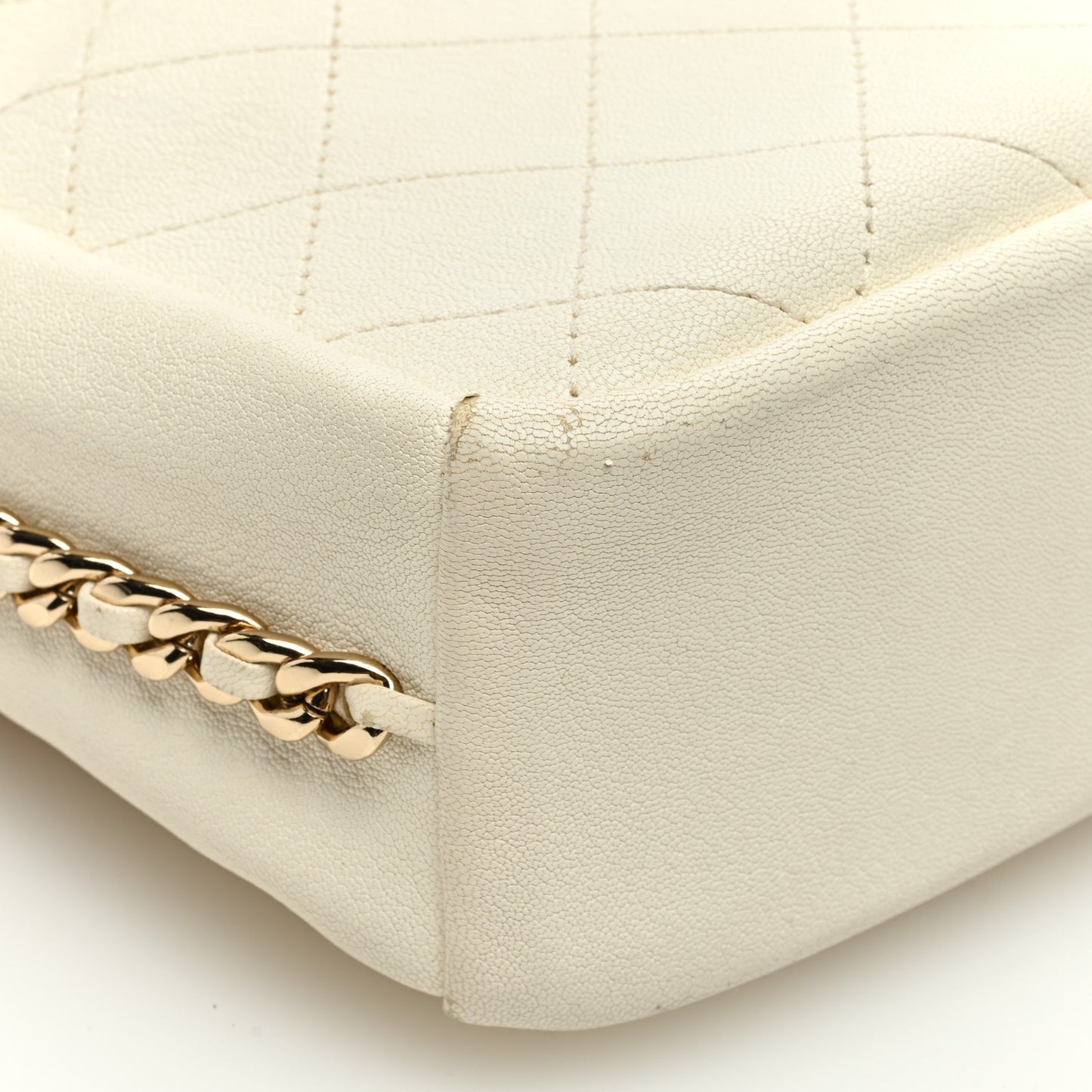 Goatskin Stitched Casual Trip North South Camera Case White