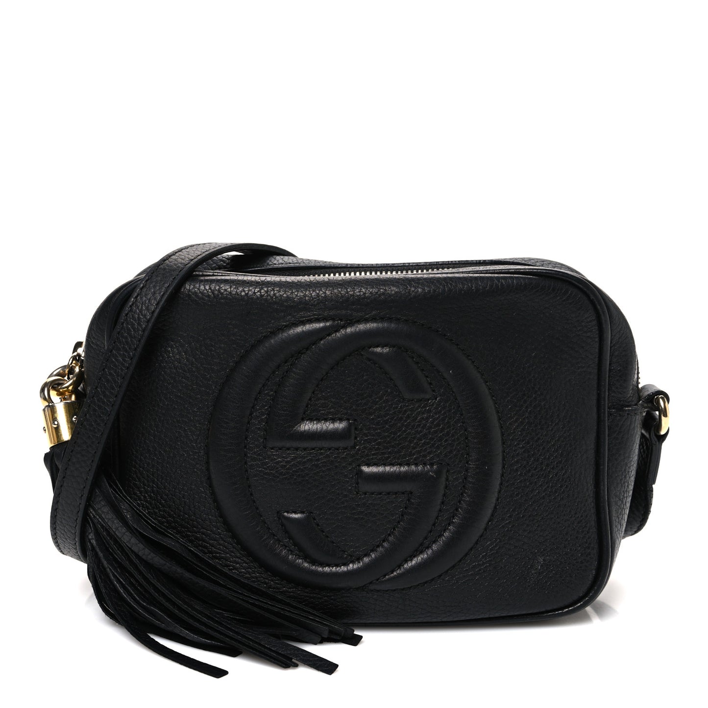 Pebbled Calfskin Small Soho Disco Bag Black