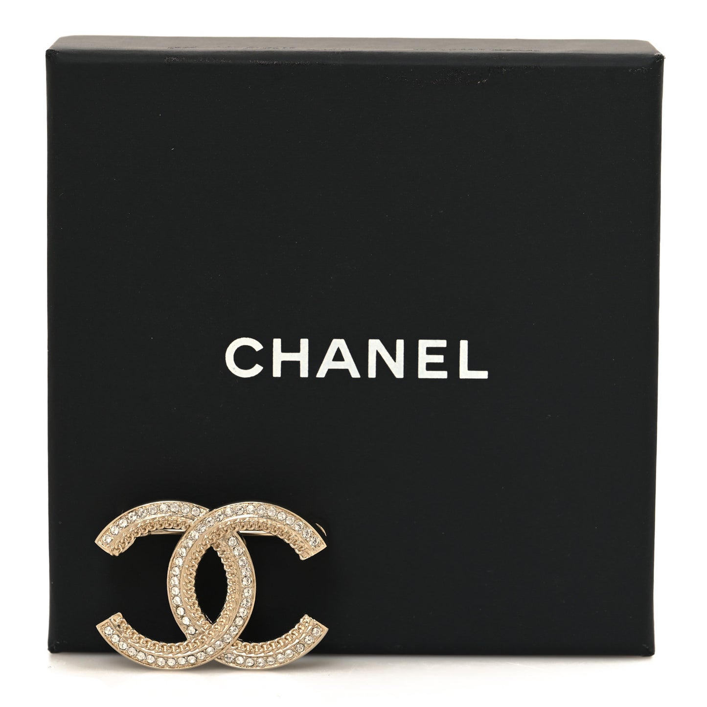 Crystal Chain CC Brooch Light Gold